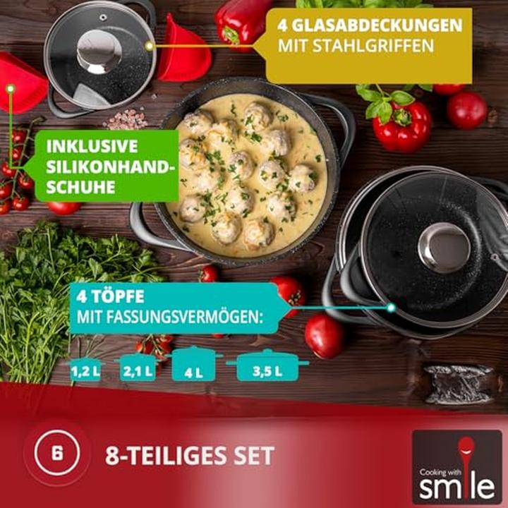 Immagine prodotto Smile Set di pentole da 10 pezzi MGK-17 (Set di pentole e padelle da cucina, Alluminio)