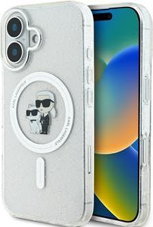 Produktbild Karl Lagerfeld IML Glitter Karl und Choupette MagSafe Back Cover für Apple iPhone 16 klar (Apple iPhone 16)