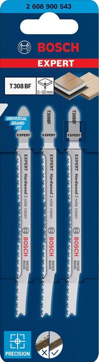 Produktbild Bosch Professional Zubehör EXPERT ‘Hardwood 2-side clean’ T 308 BF Stichsägeblatt, 3 Stück