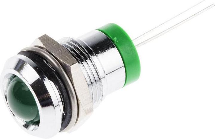 Produktbild RS PRO LED erhaben 12mm chrom 2Vdc grün