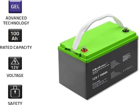 Immagine prodotto Qoltec 53080 Batteria al gel 12V 100Ah (12 V, 100 Ah)