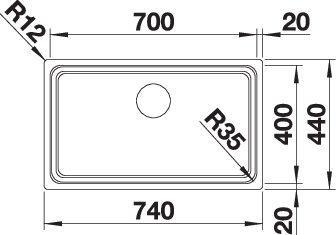 Actual product image Blanco Etagon 700-IF (Fitted sink, 74 cm, 44 cm)