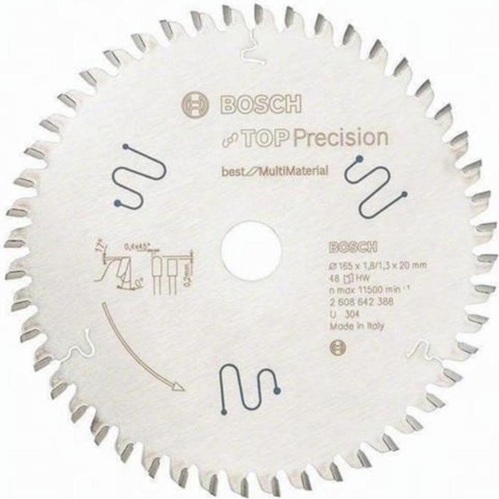 Actual product image Bosch Professional Zubehör Blau Zubehör 2608902214 EXPERT Kreissägeblatt Schichtstoffplatte 165 x 1,8/1,3 x 20 mm T48