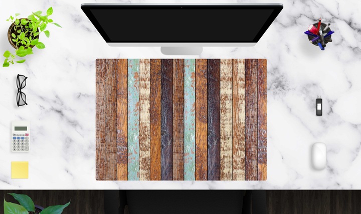 Produktbild CoverYourDesk Schreibtischunterlage Holzoptik gestreift im Shabby-Style