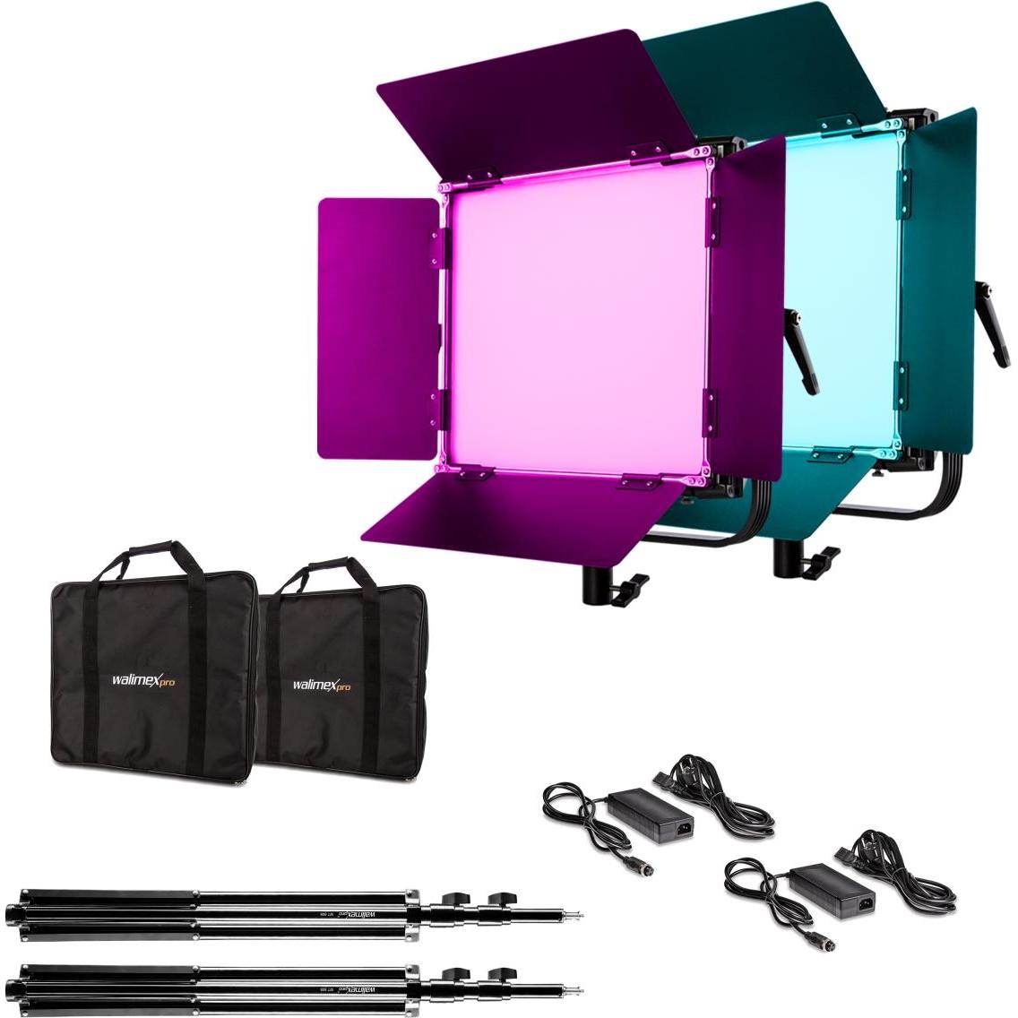 Thumbnail - Walimex LED Rainbow 50W RGBWW Set 2 (2x Rainbow 50W, 2x Lampenstativ GN-806), Dauerlicht, Schwarz, Silber