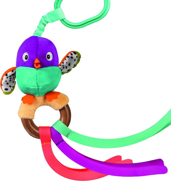 Actual product image Ravensburger 4853 play+ chirping bird, wooden grasping toy, cuddly toy with chirping belly