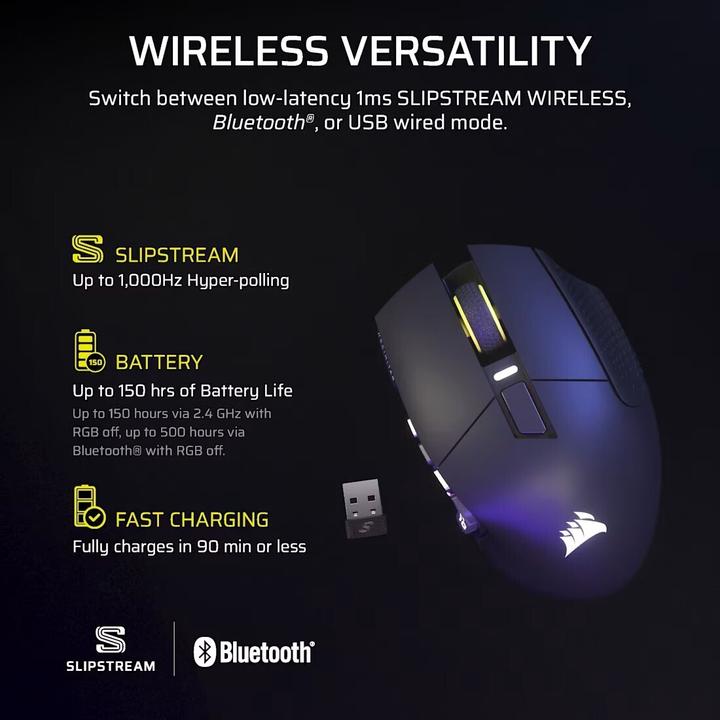 Actual product image Corsair Gaming-Maus Scimitar Elite Wireless SE, Maus Features (Wireless)