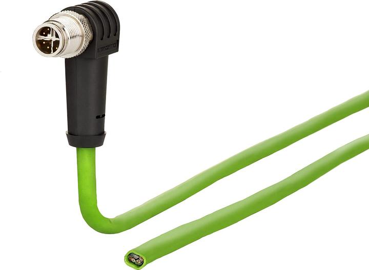 Image du produit Metz Câble de raccordement M12 connecteur 8 pôles codé en X coudé 2m (S/FTP, CAT6a, 2 m)