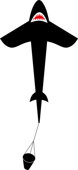 Actual product image Invento Kite Ecoline Shark Kite 95x150 cm, from 5 years, incl. handle with 25 m cord