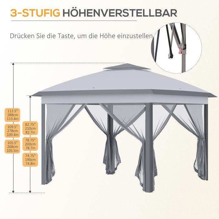 Actual product image Swisshandel24 Faltpavillon 3x3 m, 4 abnehmbare Mückennetze, Oxford-Gewebe Metall Grau (330 cm, 330 cm)