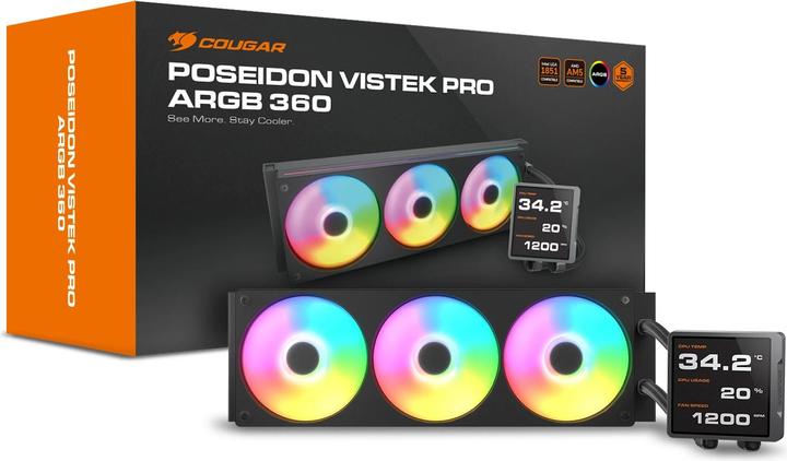 Produktbild Cougar CPU Wasserkühlung Poseidon Vistek Pro 360,ARGB,Schw.