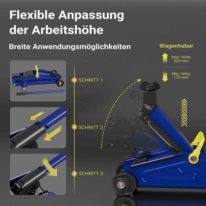 Actual product image XPOtool Car Jack + 2 Chassis Stands up to 2t Lifting Force Stable Stands Foldable Adjustable Working Height