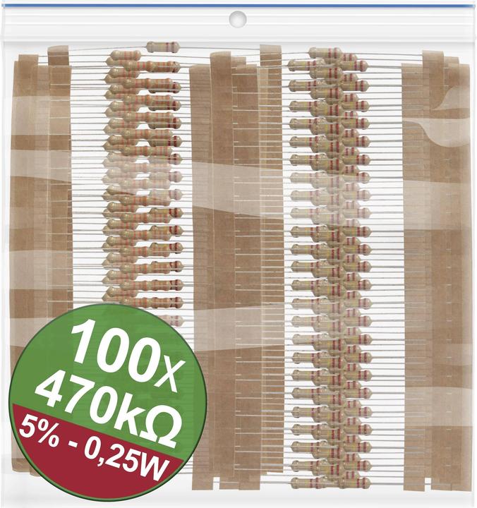 Quadrios 22P079 Kohleschicht-Widerstand Sortiment 470 kΩ axial bedrahtet 0.25 W