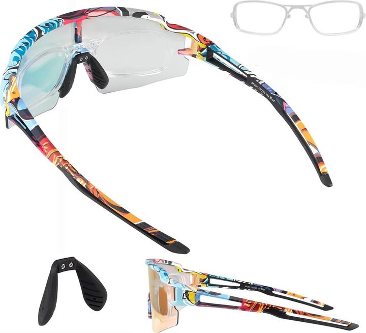 Actual product image Rockbros Photochromic Cycling Glasses with UV Protection and Corrective Insert - Multicolour (Multicolor)