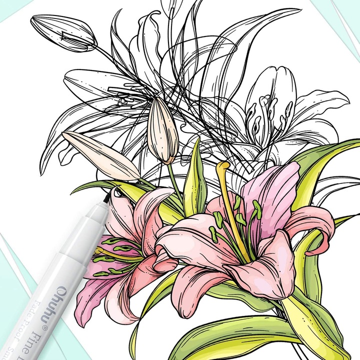 Produktbild Ohuhu Fineliner-Zeichenstifte (Schwarz, Weiss, 8 x)