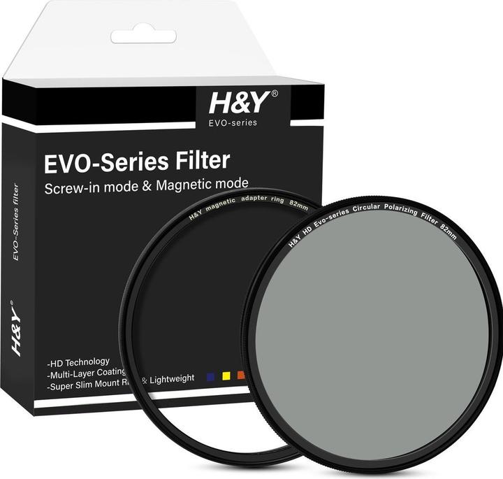 Productafbeelding H&Y HD EVO Polariserend Cirkelfilter 82mm (82 mm, Polarisatiefilter, 82 mm)