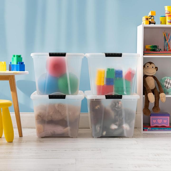 Actual product image Iris Ohyama IRIS USA 53 Quart stapel & Pull Box, 6 Pack, Clear (41.90 cm, 50 l, 6x)