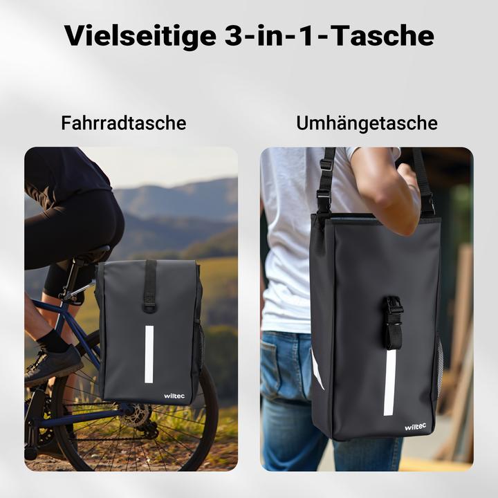 Produktbild Wiltec Gepäckträgertasche matt schwarz 16l Fahrradtasche Gepäckträger Packtasche (16 l, Gepäckträgertasche)