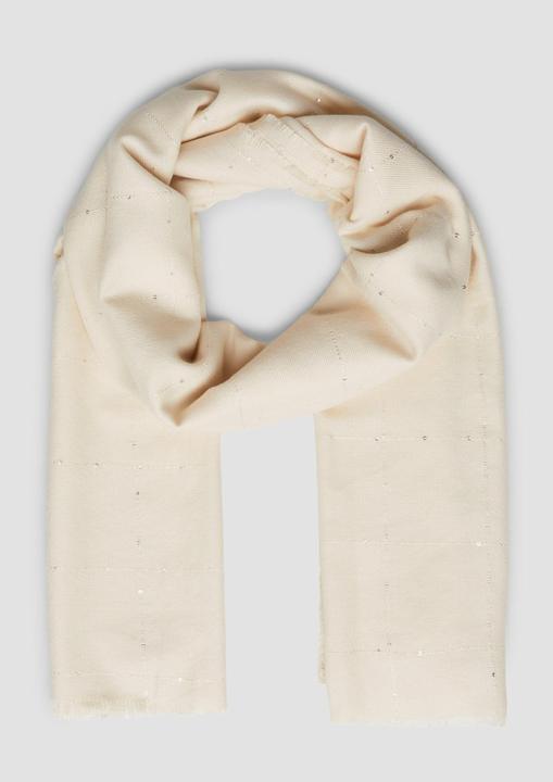 s.Oliver Tuch Breiter Schal mit umlaufenden Fransen und Pailletten-Details