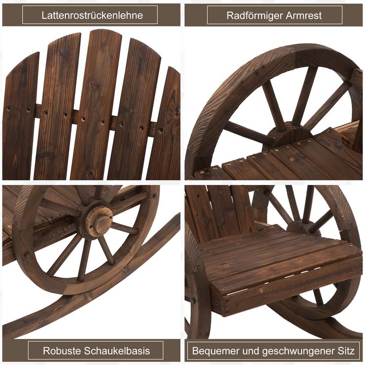 Actual product image Outsunny Wagon Wheel Design Rocking Chair
