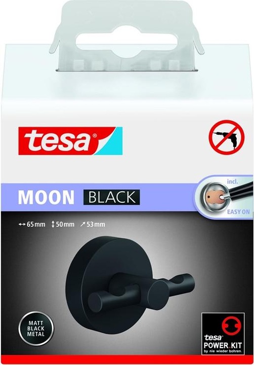 Image du produit tesa MOON BLACK Mantelhaken inkl. Klebelösung ohne Bohren