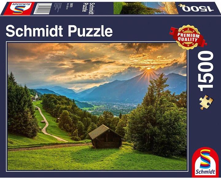 Actual product image Schmidt Spiele Sunset over the mountain village Wamberg (1500 pieces)