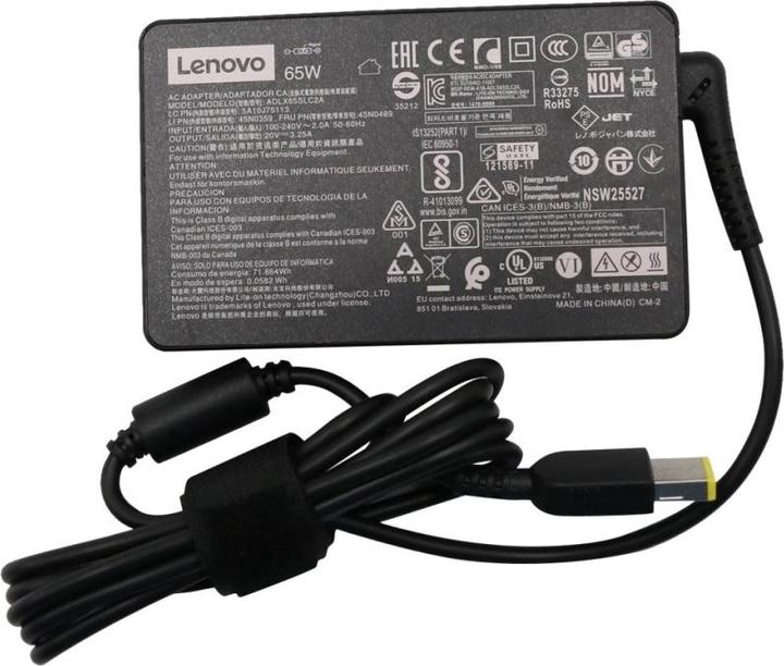 Actual product image Lenovo AC Adapter 65 Watt Slim Tip 2 Pin w/o Power Cord (65 W)