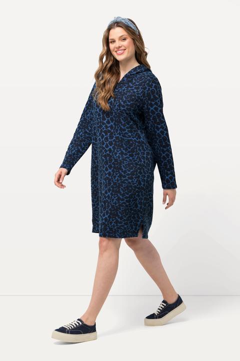 Produktbild Ulla Popken Sweatkleid, Hoodie, Leomuster, offenkantig, Langarm (54)