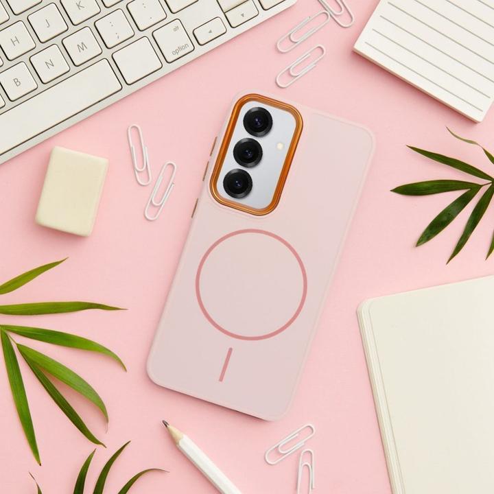 Actual product image 4Kom Back panel cover OEM FRAME MAG COVER Case compatible with MagSafe for SAMSUNG S25 ULTRA powder pink (Samsung Galaxy S25 Ultra)