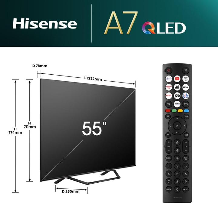 Image du produit Hisense TV 55A7NQ (55", QLED, 4K, 2024)