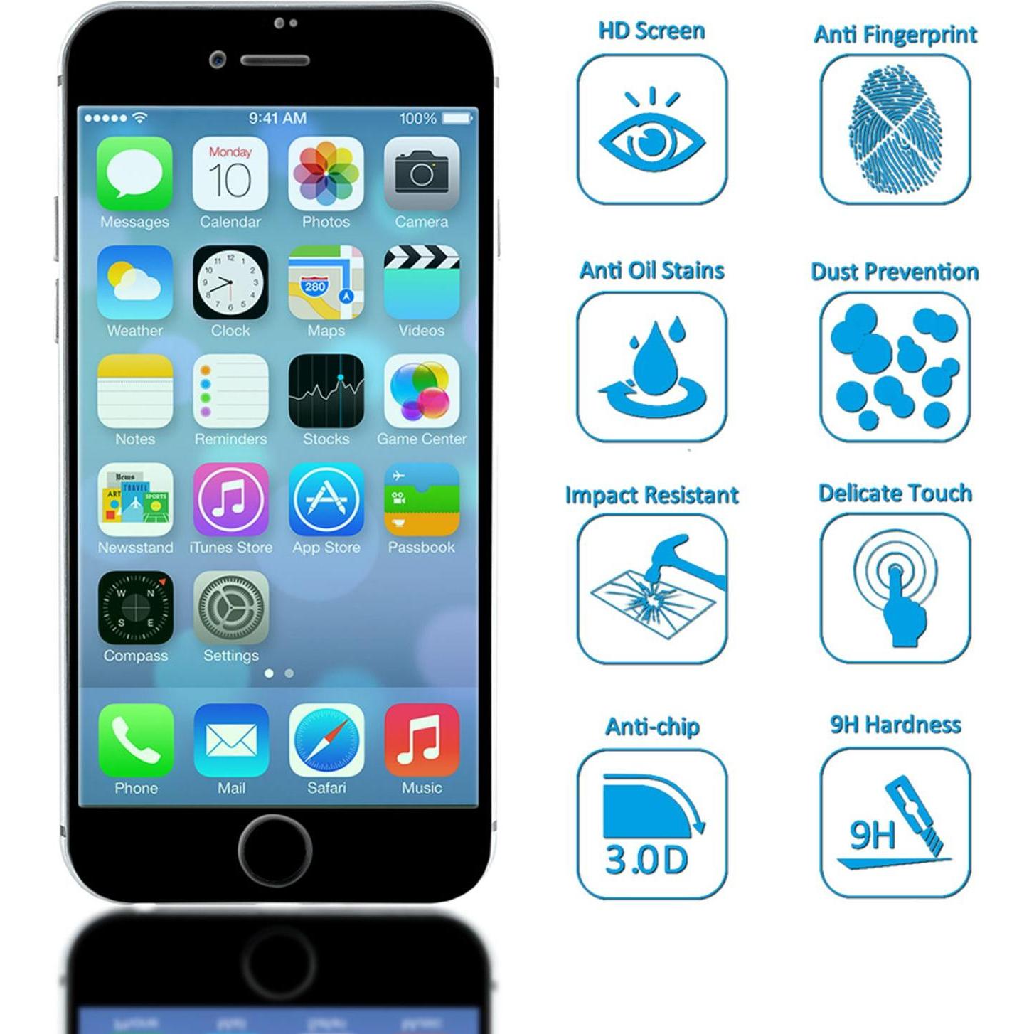 Thumbnail - Nalia Schutzglas (1 Stück, Apple iPhone 7 Plus), Smartphone Schutzfolie, Schwarz