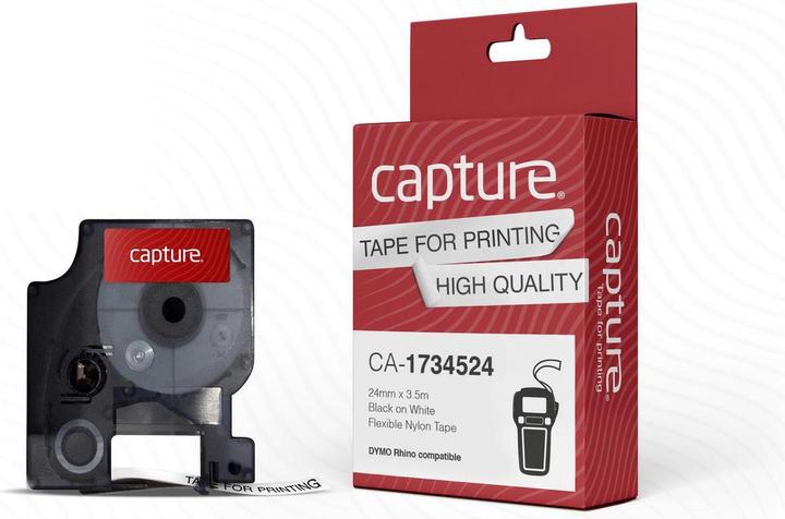 Capture 24mm x 3.5m Black on White (7.50 cm, Weiss)