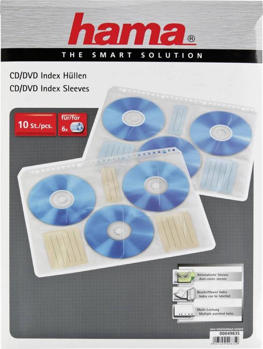 Productafbeelding Hama 1x10 CD-ROM index hoesjes