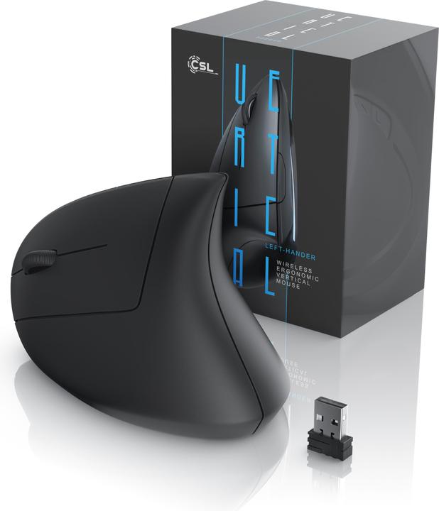 Immagine prodotto CSL mouse ergonomico, senza fili, mouse ottico senza fili verticale per mancini, contro il braccio del (Senza fili)