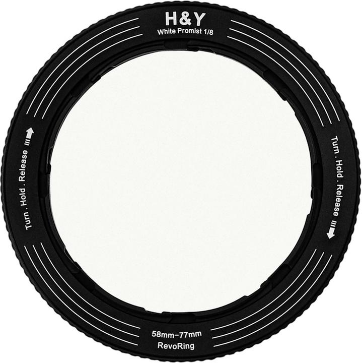 H&Y REVORING 58-77mm White Mist 1/8 Filter (58 mm, Black Mist Filter)