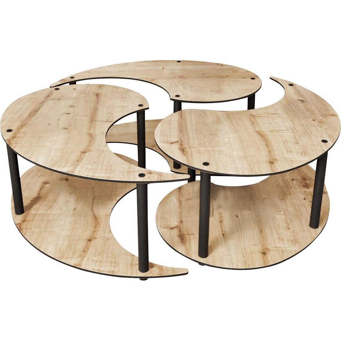 Hanah Home, Couchtisch + Beistelltisch, Yin Yang Coffee Table 3 Set (70 x 38 x 70 cm)