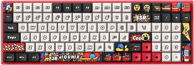 Iqunix F97 Graffiti Blaze Wireless Gaming Keyboard, RGB - Moonstone Turbo Switches (DE, Cable, Wireless)