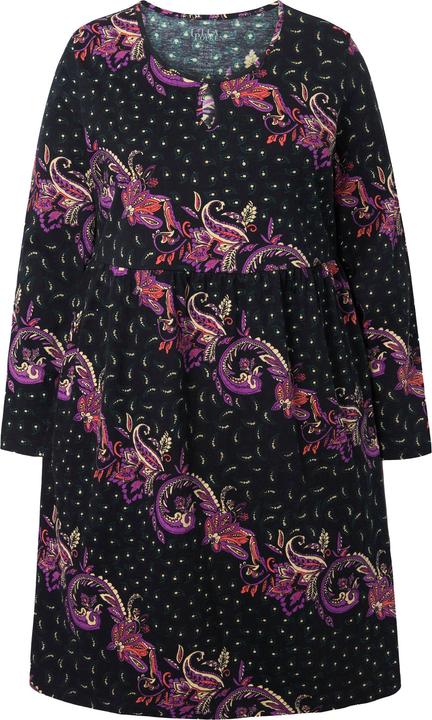 Immagine prodotto Ulla Popken Abito di jersey dal taglio svasato con Paisley, scollo a girocollo e maniche lunghe (42, 44)