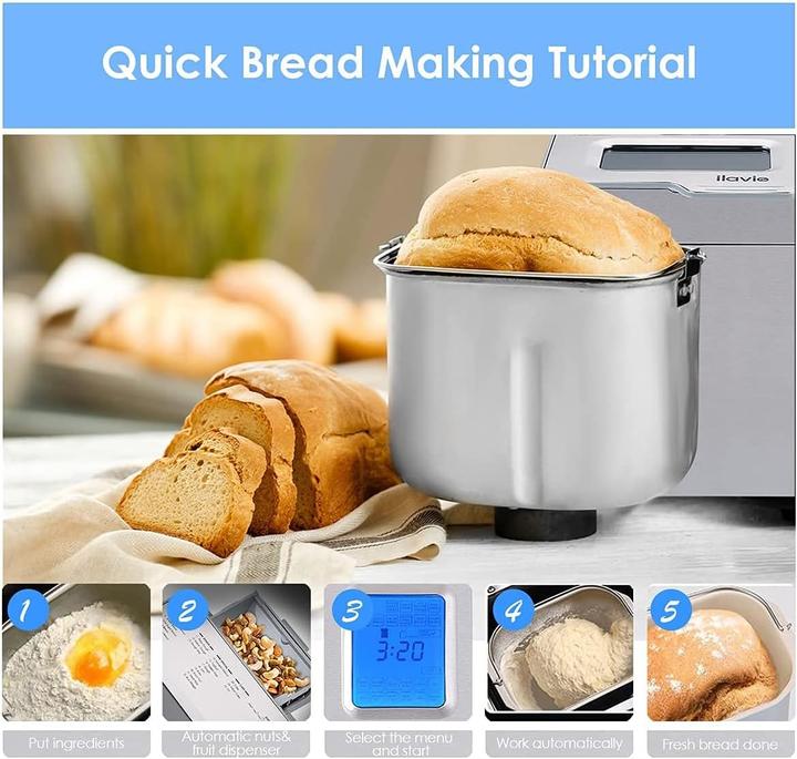 Produktbild Meykey Bread Maker with 25 Baking Programs 13Hour Timer Stainless Steel 550 W