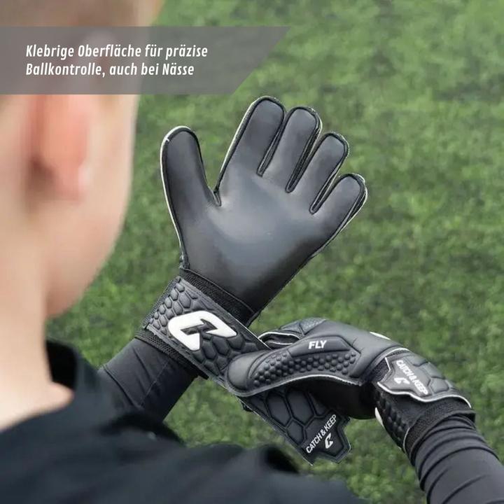 Produktbild Catch & Keep Fussballhandschuhe Fly Kids Dark Soul Gr. 5 Torwart Goalie Handschuhe (5)