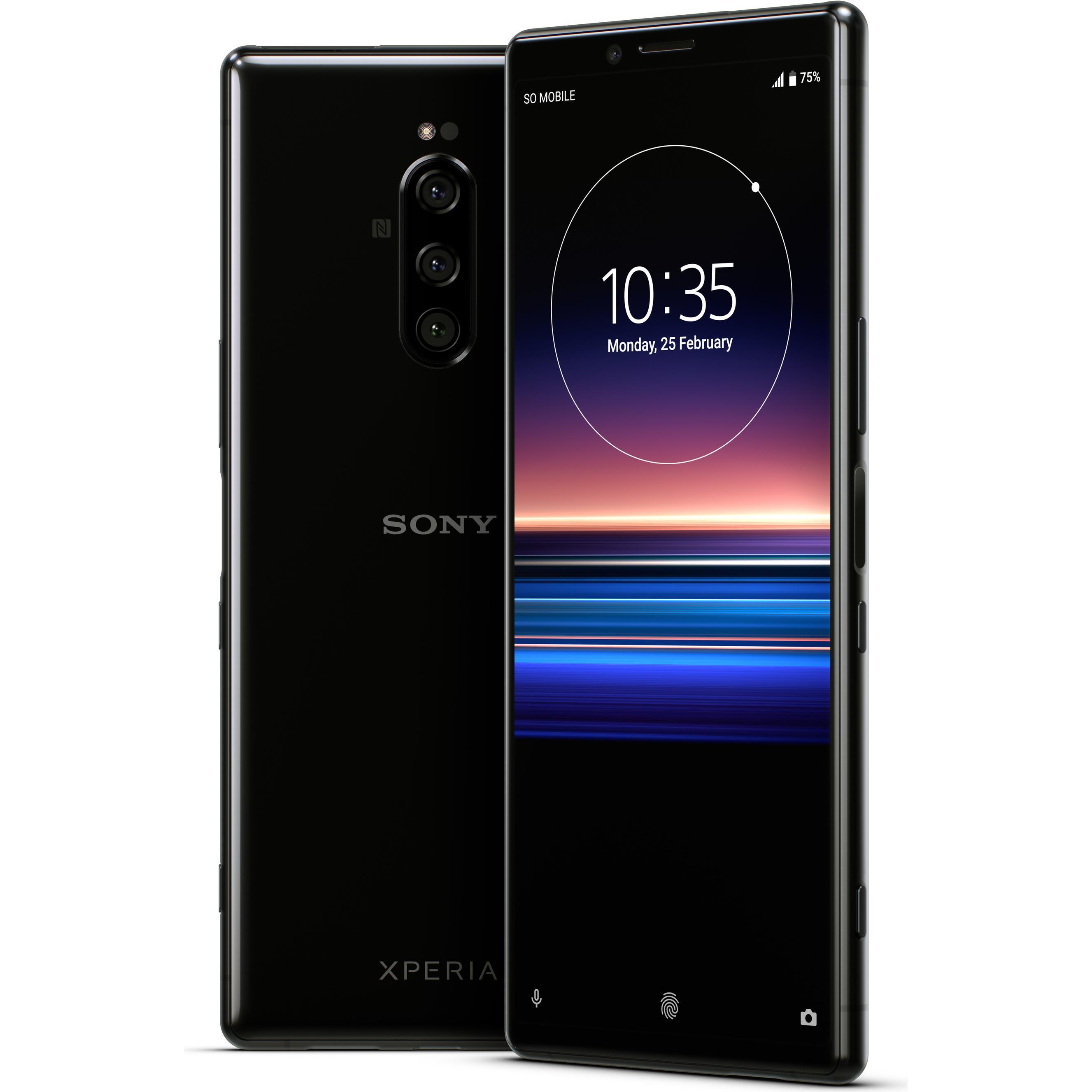 Sony Xperia 1 (128 GB, Black, 6.50", Hybrid Dual SIM, 12 Mpx, 4G), Smartphone, Schwarz