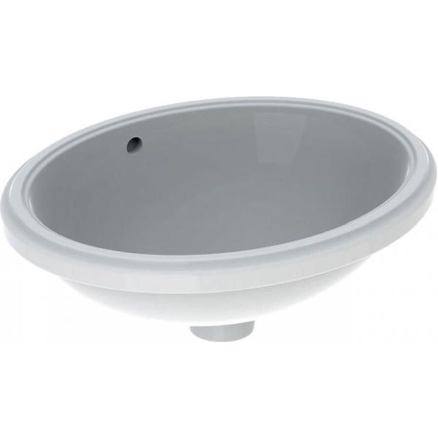 Geberit, Waschbecken, VariForm Unterbauwaschtisch oval, 420x330mm, ohne Hahnloch, mit Überlauf (585 mm, 195 mm)