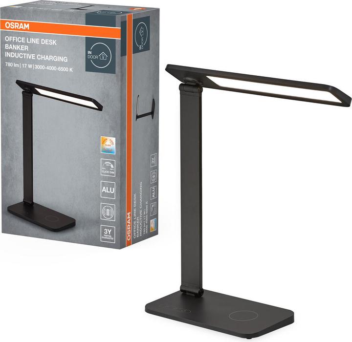 Actual product image Osram Office Line Desk Banker Inductive Charging desk lamp black 17 W