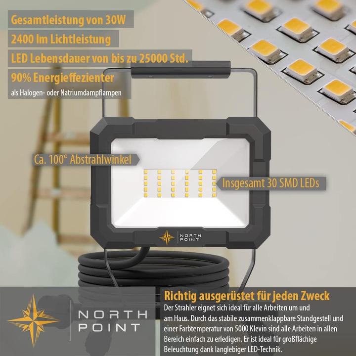 Actual product image Northpoint LED Baustrahler mit Gestell (2400 lm)