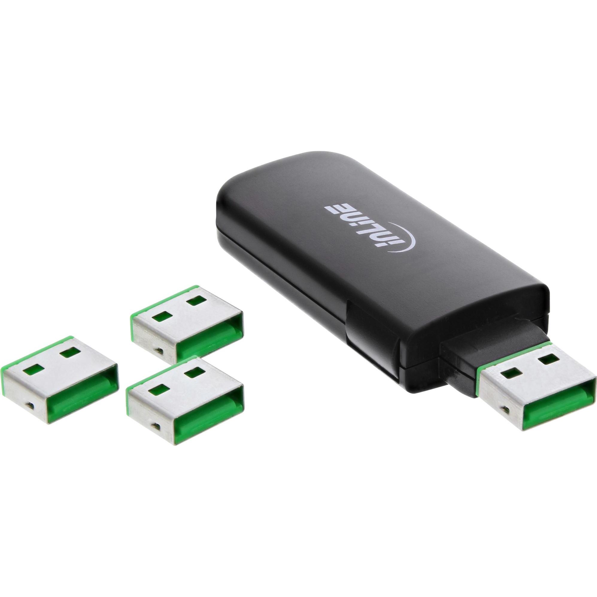 InLine USB-Portblocker (4-Polig), Speicherkartenlesegerät, Schwarz