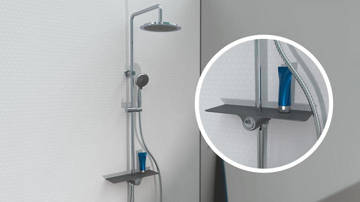 Produktbild Schütte Regendusche Bad AQUASTAR Überkopfbrause-Set Chrom Anthrazit Ablage Duschsystem Regenbrause 60501