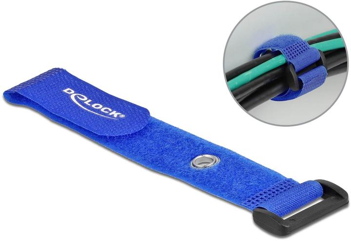 Actual product image Delock Velcro cable tie with loop and fixing eye L 190 x W 25 mm blue 5 pieces (Velcro cable ties, 190 mm, 5 pcs.)