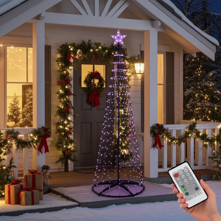 Produktbild H & S Collection LED-Weihnachtsbaum Kegelform, mehrfarbig 370 LEDs. 210 cm