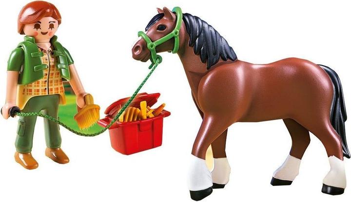 Produktbild Playmobil Shire Horse mit rot-grauer Pferdebox (5108)