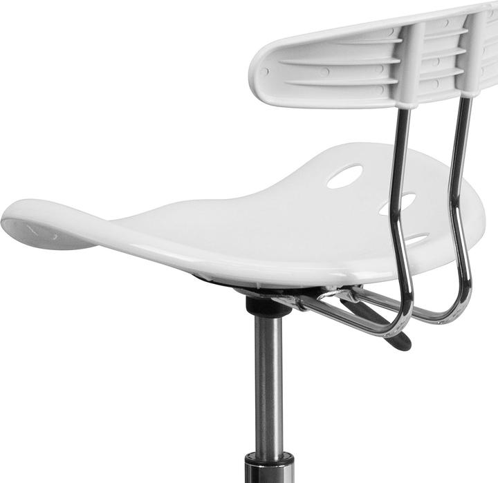 Actual product image Flash Furniture Vibrant White and Chrome Drafting Stool with Tractor Seat